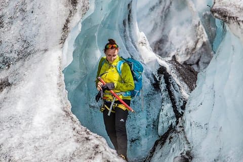 Exploring the Solheimajokull Glacier