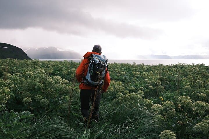 We pack our gear and hike up to the lake