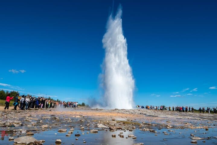 Strokkur geyser erupts regularly
