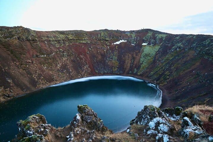 Kerið Crater iced over in winter