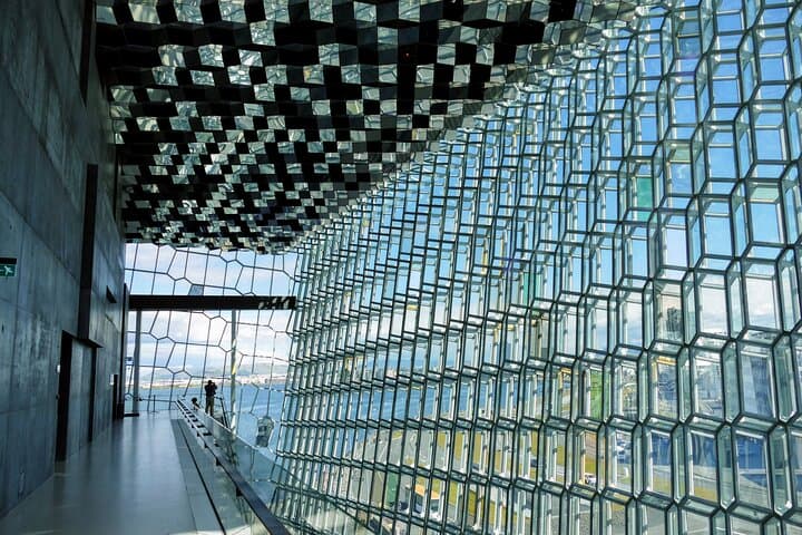 Inside the famous Harpa Concert Hall - an architectural masterpiece