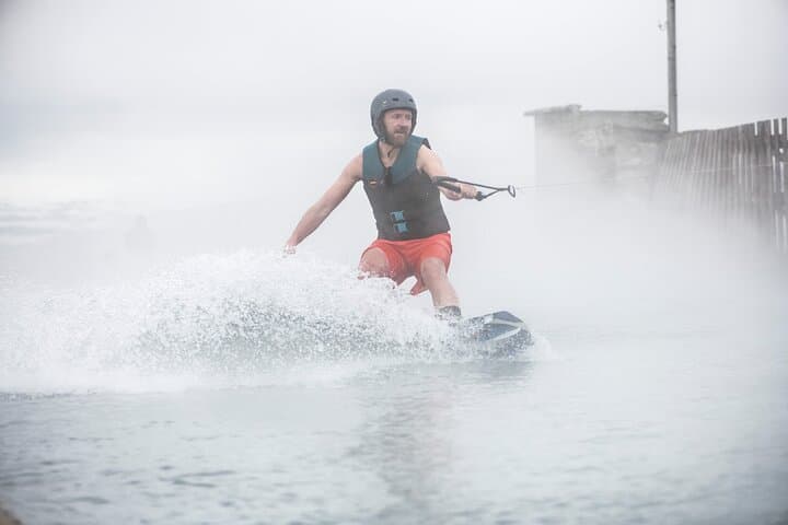 Private wakeboarding or waterskiing trip in geothermal water pool