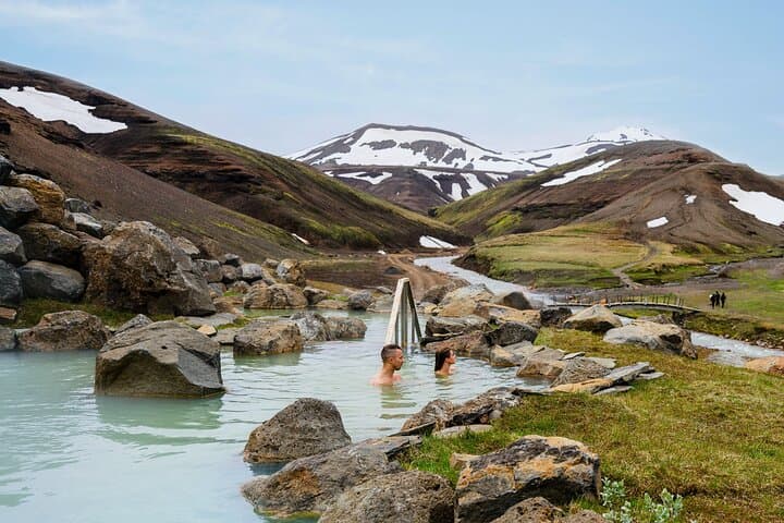 Hot Spring Valley Hike, Highland Baths, Waterfall and Geysir Tour