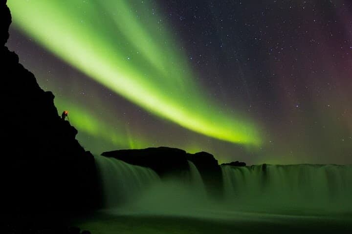 Aurora over Goðafoss