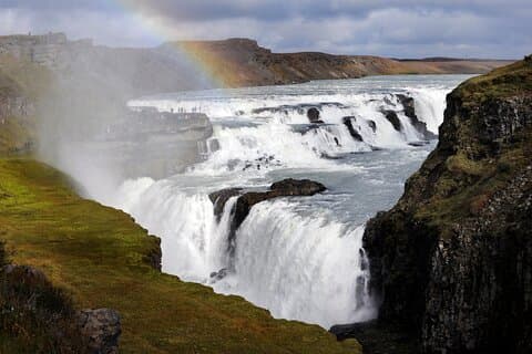 Gullfoss Waterfall in summer.