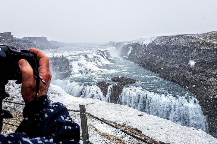 The grate waterfall Gullfoss in a snow drift