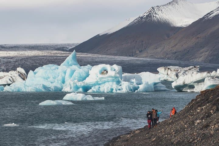 Otherworldly ice forms constantly shift and form a scenic backdrop.