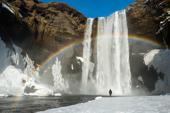 The water crashes with so much force into Skogarfoss´s basin that it forms it´s very own rainbows!