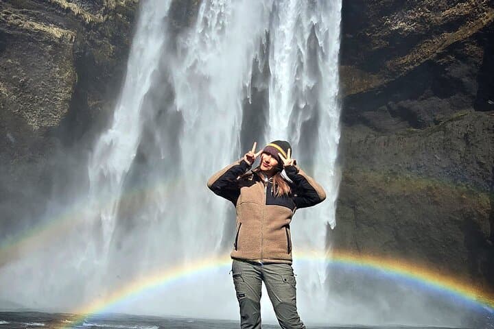 Skógafoss spiced up with a rainbow.