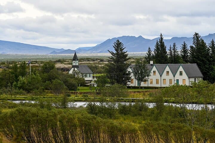 Thingvellir national park. The church and the houses are from 1859